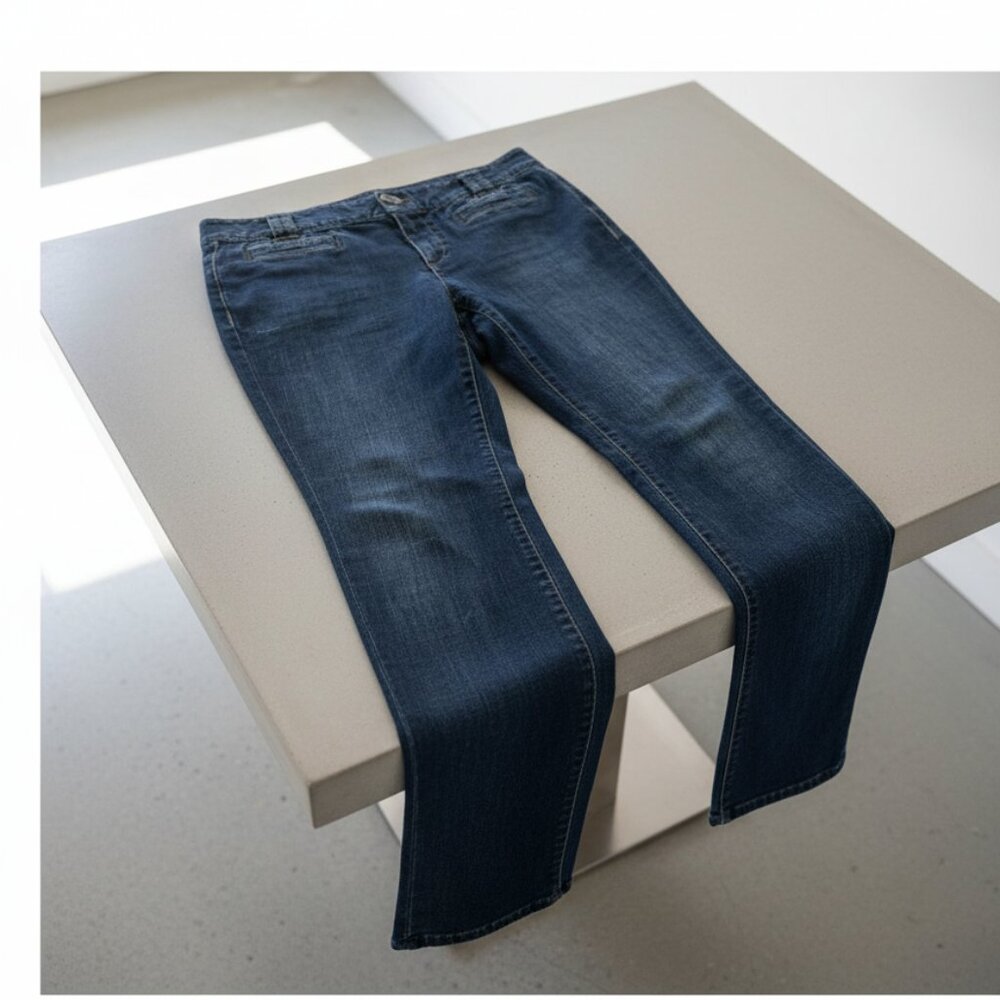LOFT Petites Dark Wash Straight Leg Jeans Size 6P Stretch Denim